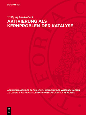 cover image of Aktivierung als Kernproblem der Katalyse